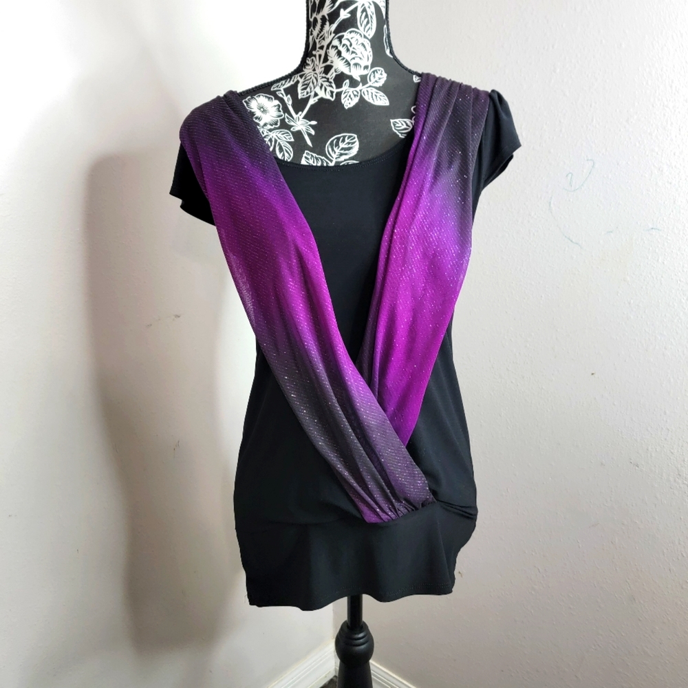 #414 Gidani black and purple blouse